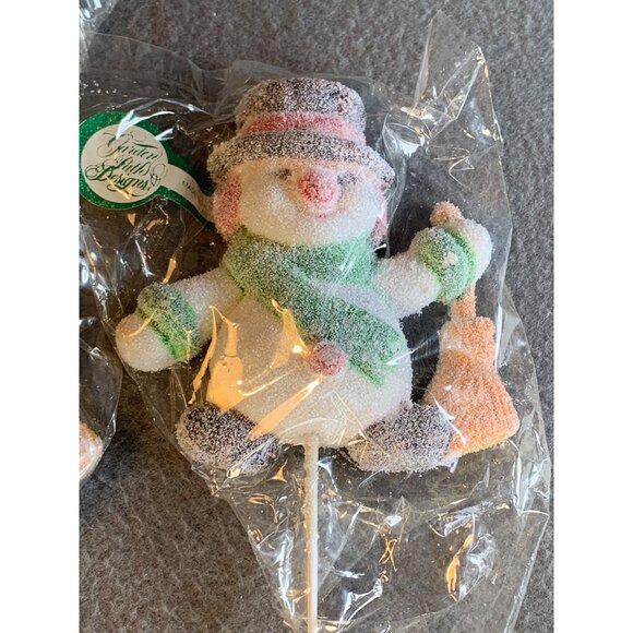 Flocked Snowman Set of 6 Floral Picks Made in Hong Kong Holiday Decor Vintage - Picture 2 of 13